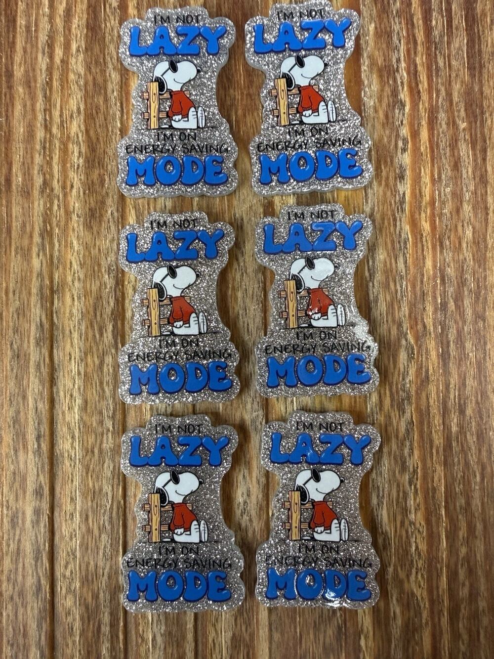 6 Pc Lazy Snoopy Acrylic Flatbacks